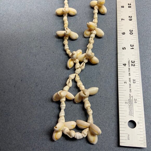 Cluster Loop Shell Necklace 26 In Off White Natural Handmade Boho Ocean Exotic - Picture 5 of 6